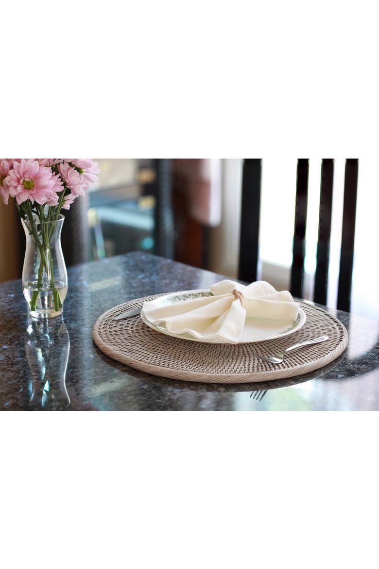 Artifacts Rattan Round Placemat, Alternate, color, White Wash