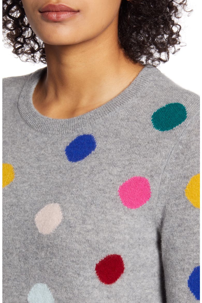 Multicolor Dot Pattern Cashmere Sweater, Alternate, color, GREY MULTI DOT