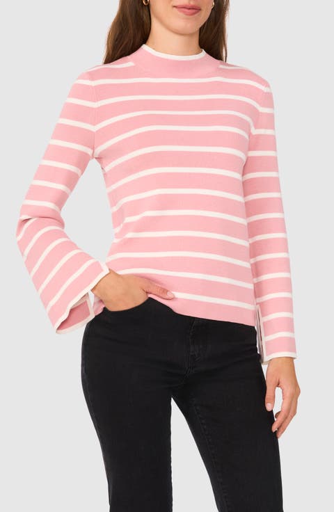 Stripe Mock Neck Sweater