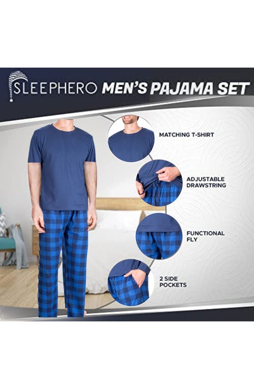 Sleephero Knit Brushed Grid Flannel Pajamas
