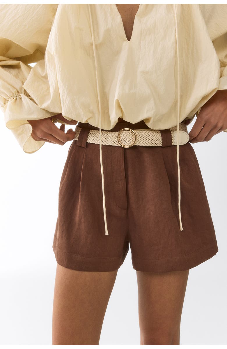 H&M Belted Tailored Shorts, Alternate, color, Brown