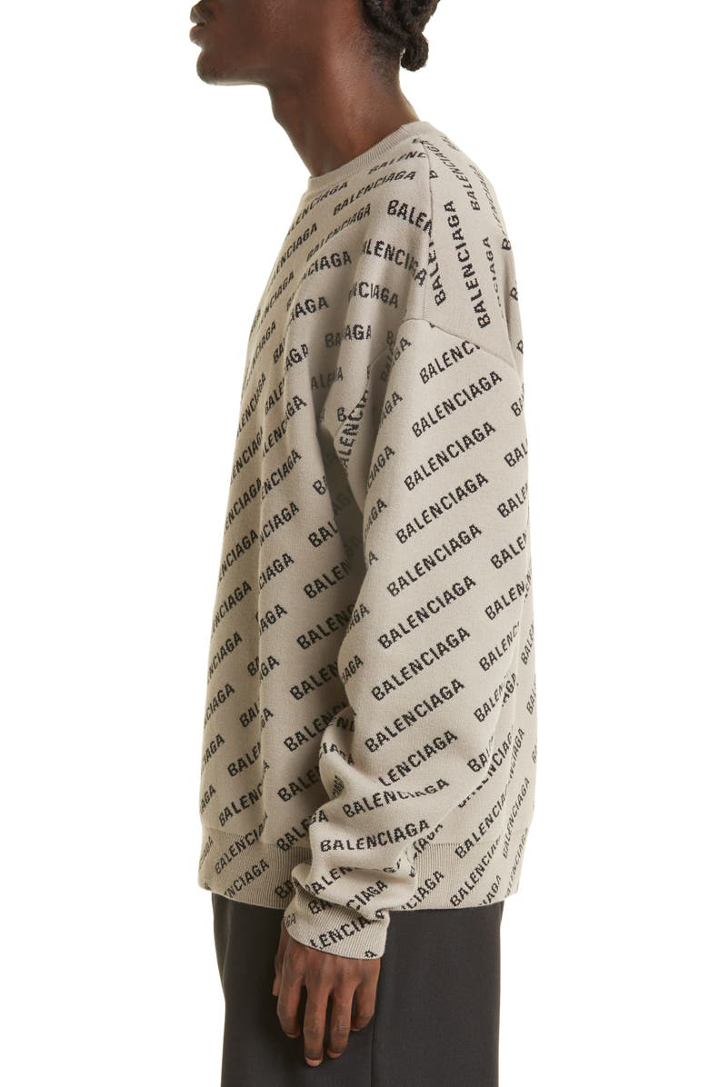 Balenciaga Allover Logo Crewneck Sweater, Alternate, color, 