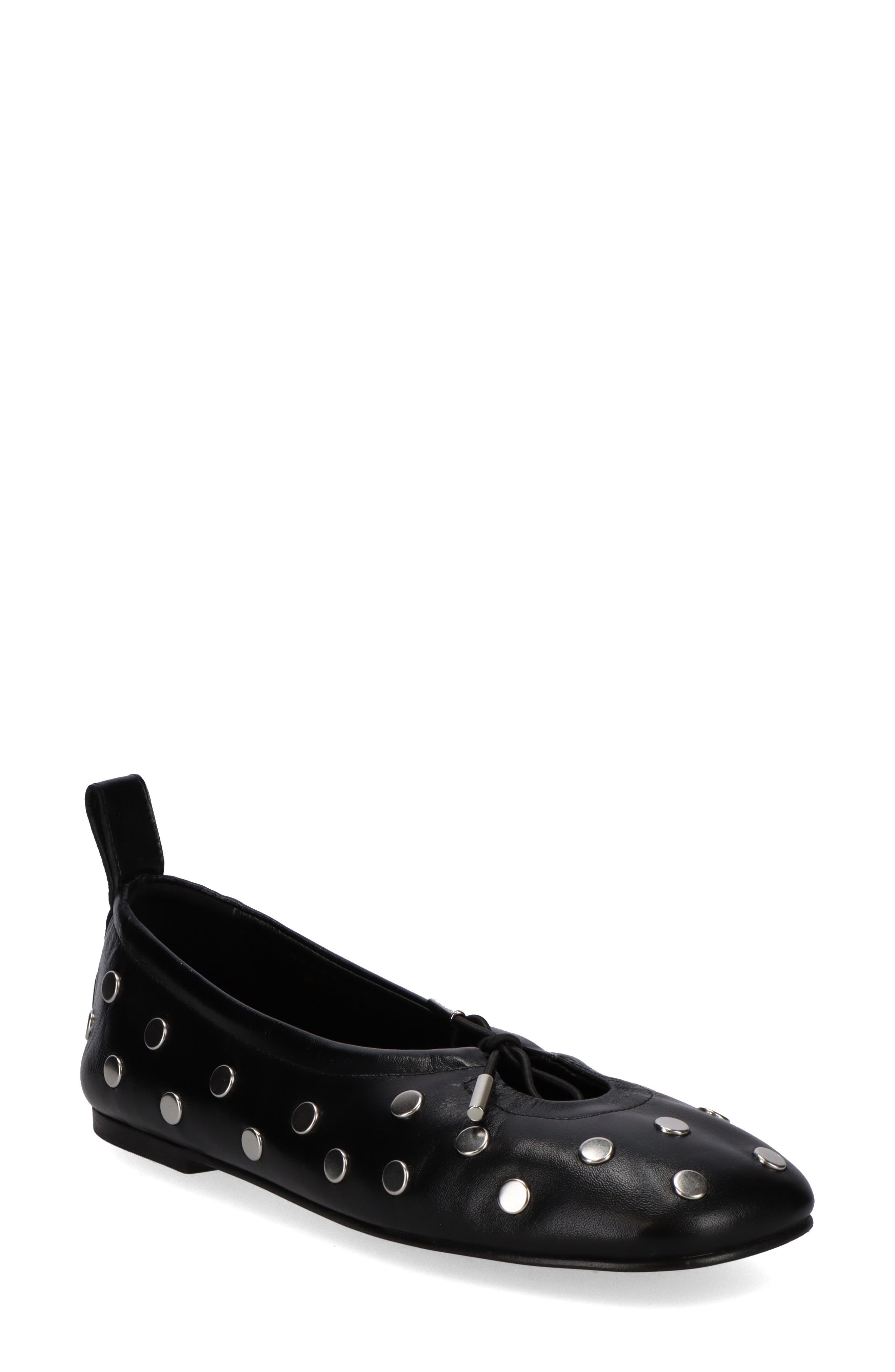 Rosalind Studded Leather Flat, Main, color, ALL STUDS BLACK
