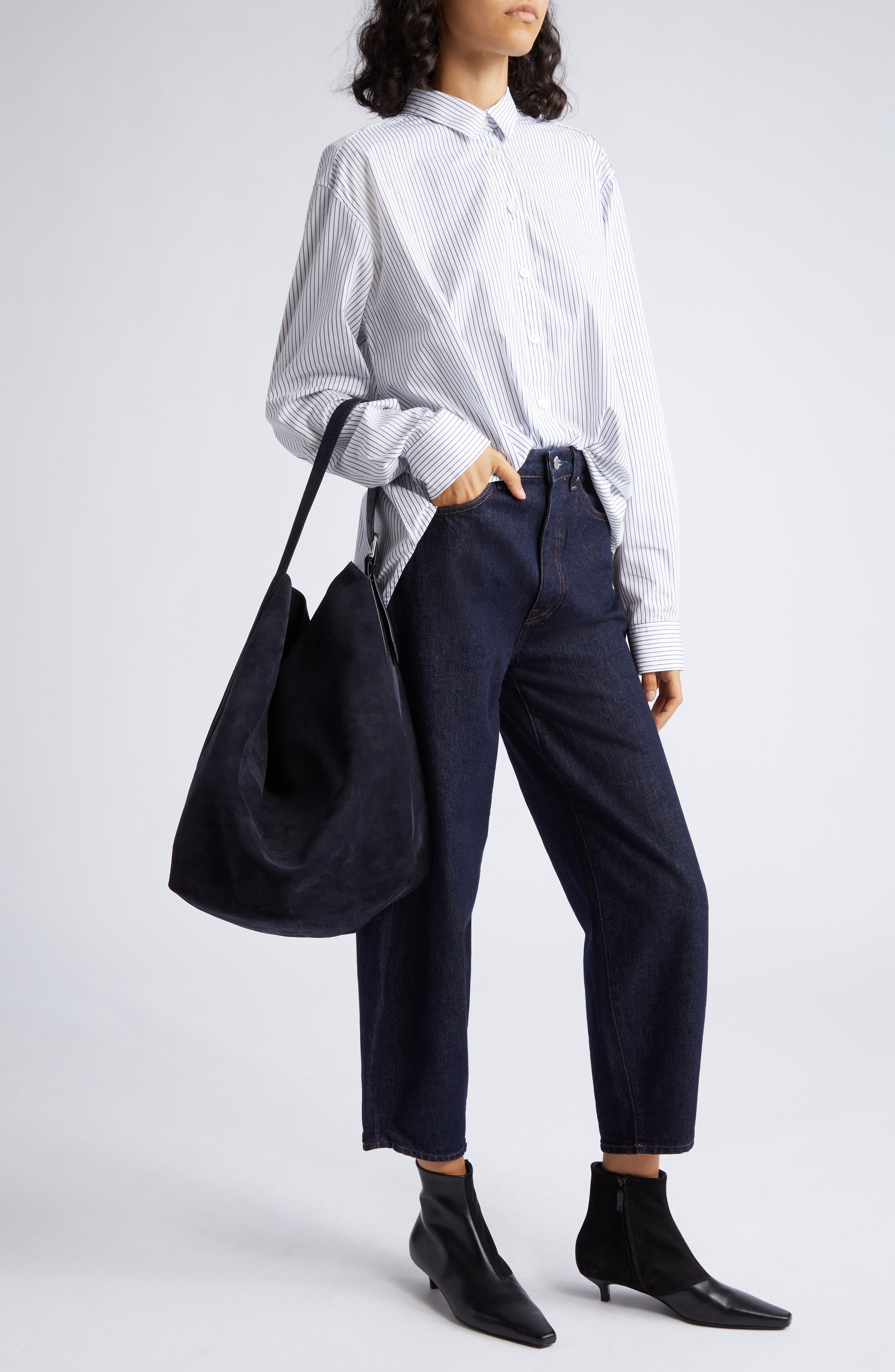 Suede Hobo Bag (Nordstrom Exclusive), Alternate, color, NAVY