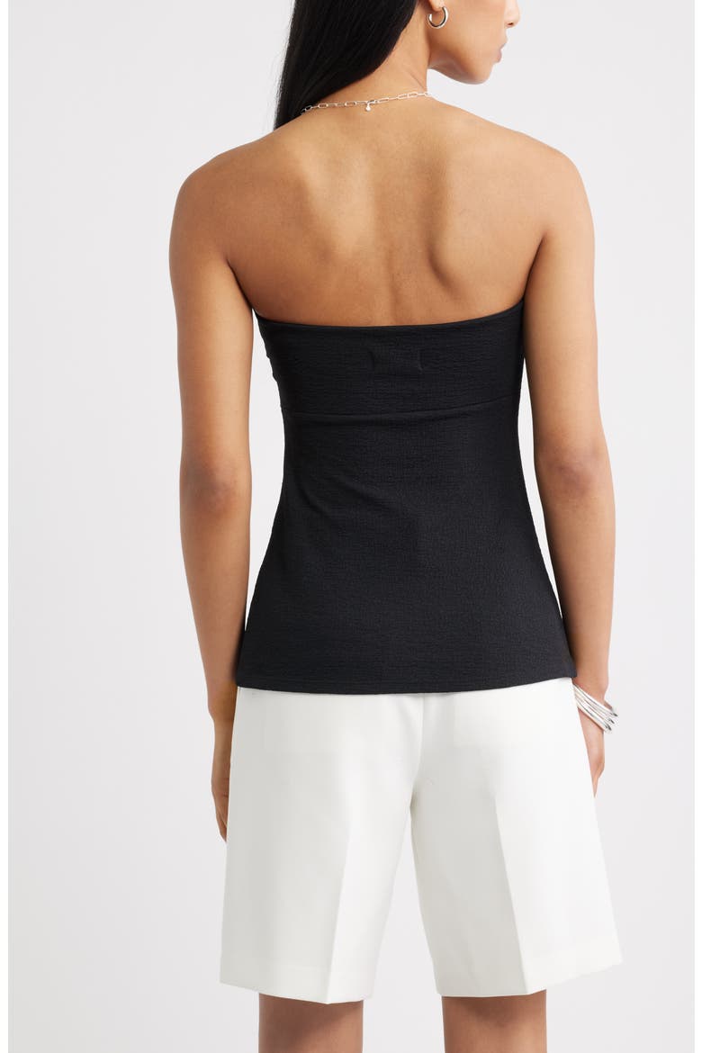 Puckered Crepe Bandeau Top, Alternate, color, BLACK
