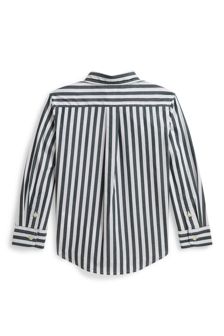 Kids' Striped Poplin Button-Down Shirt, Alternate, color, GREEN WHITE