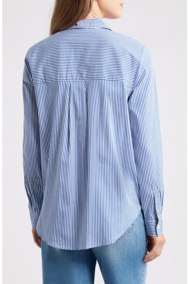 Lynden Embellished Stripe Cotton Blend Button-Up Shirt, Alternate, color, BLUE STONE