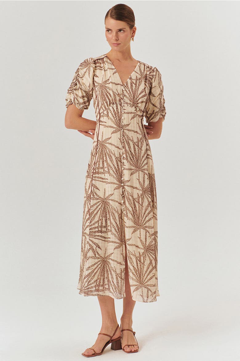 Adaline Midi Dress, Alternate, color, BROWN-BEIGE