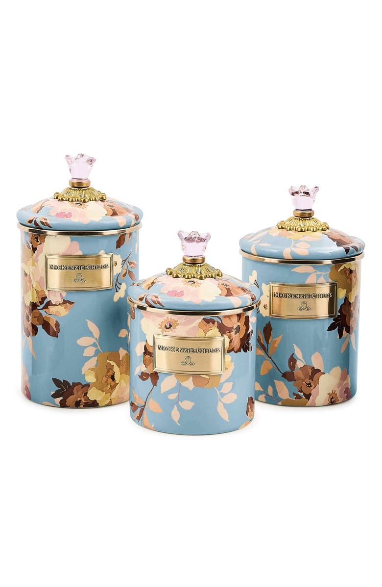 MACKENZIE CHILDS Wild Rose Slate Medium Canister, Alternate, color, Blue