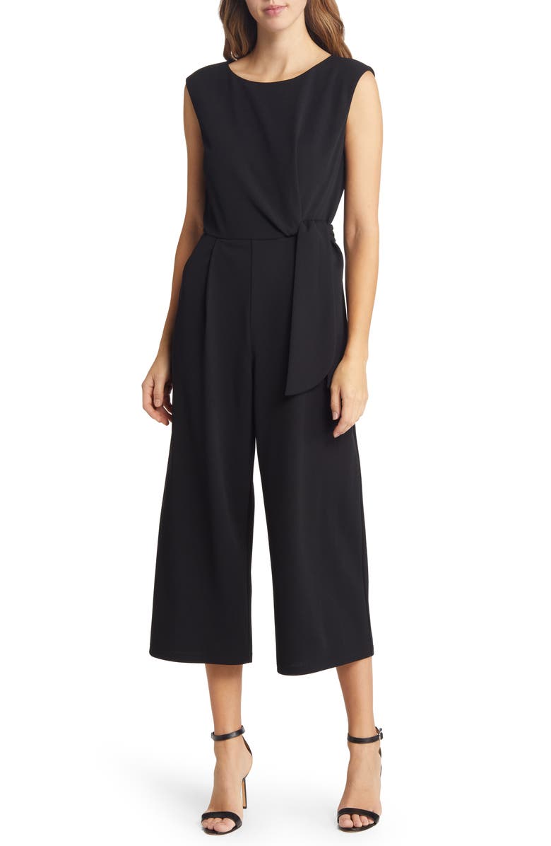 Tahari ASL Side Knot Crop Wide Leg Jumpsuit, Main, color, 
