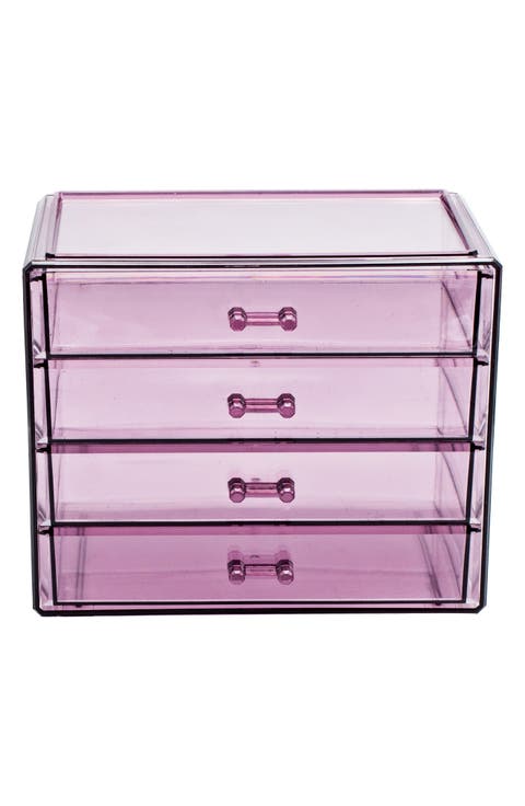 Acrylic 4 Drawer Cosmetics Makeup & Jewelry Storage Case Display