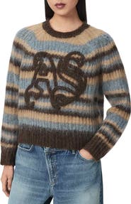 AllSaints Rega AS Logo Striped Sweater
