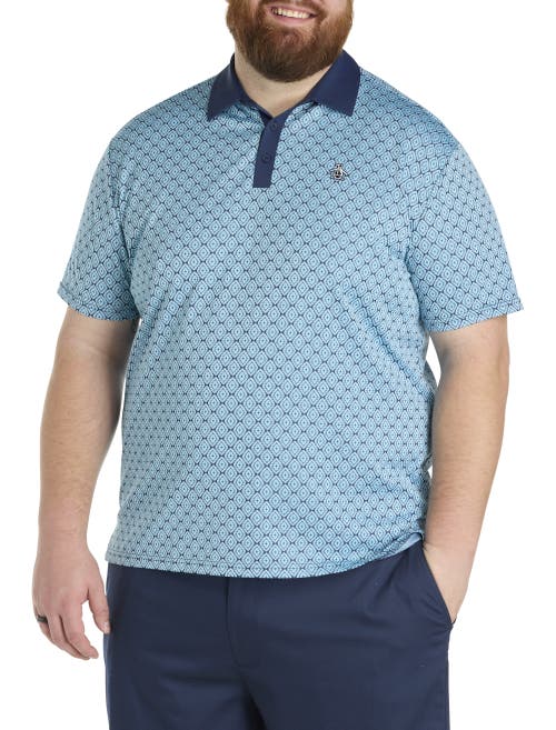 Original Penguin Big & Tall Bohemian Jacquard Blocked Polo Shirt In Black Iris
