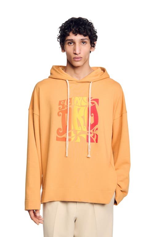 Sandro Graphic Oversized Pullover Hoodie In Mandarin.