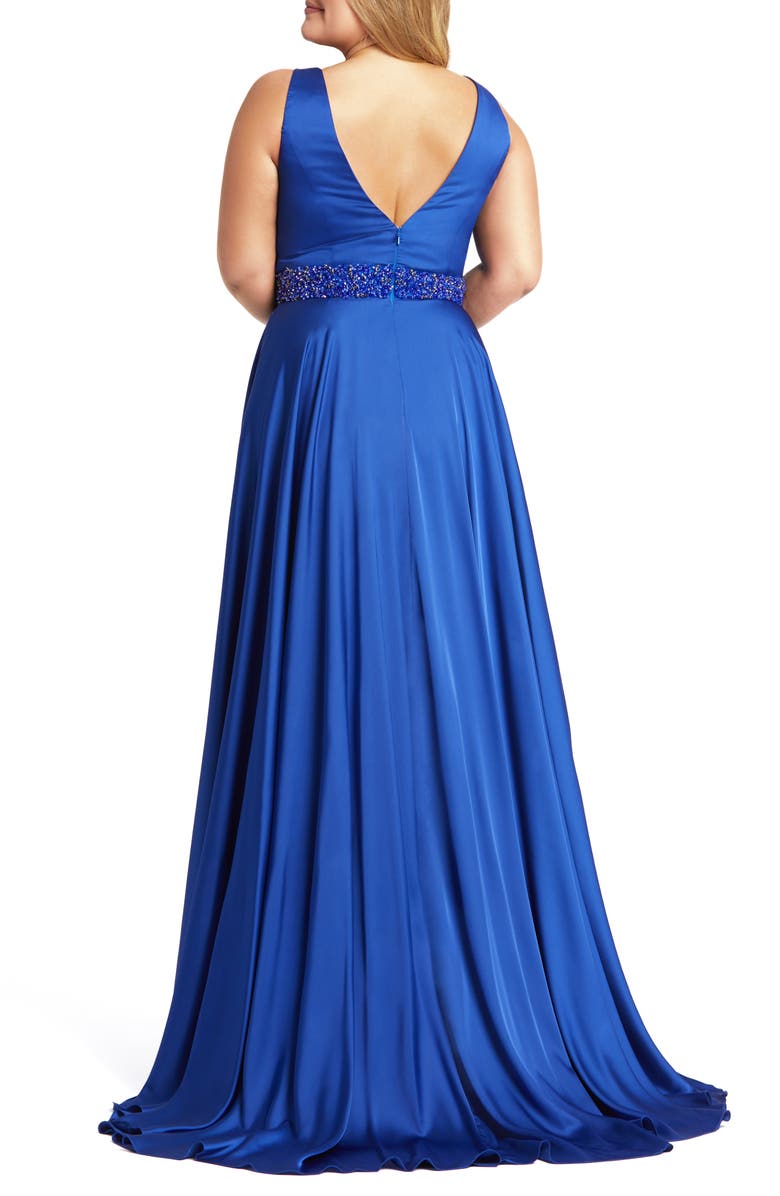 Mac Duggal Beaded Faux Wrap Gown, Alternate, color,