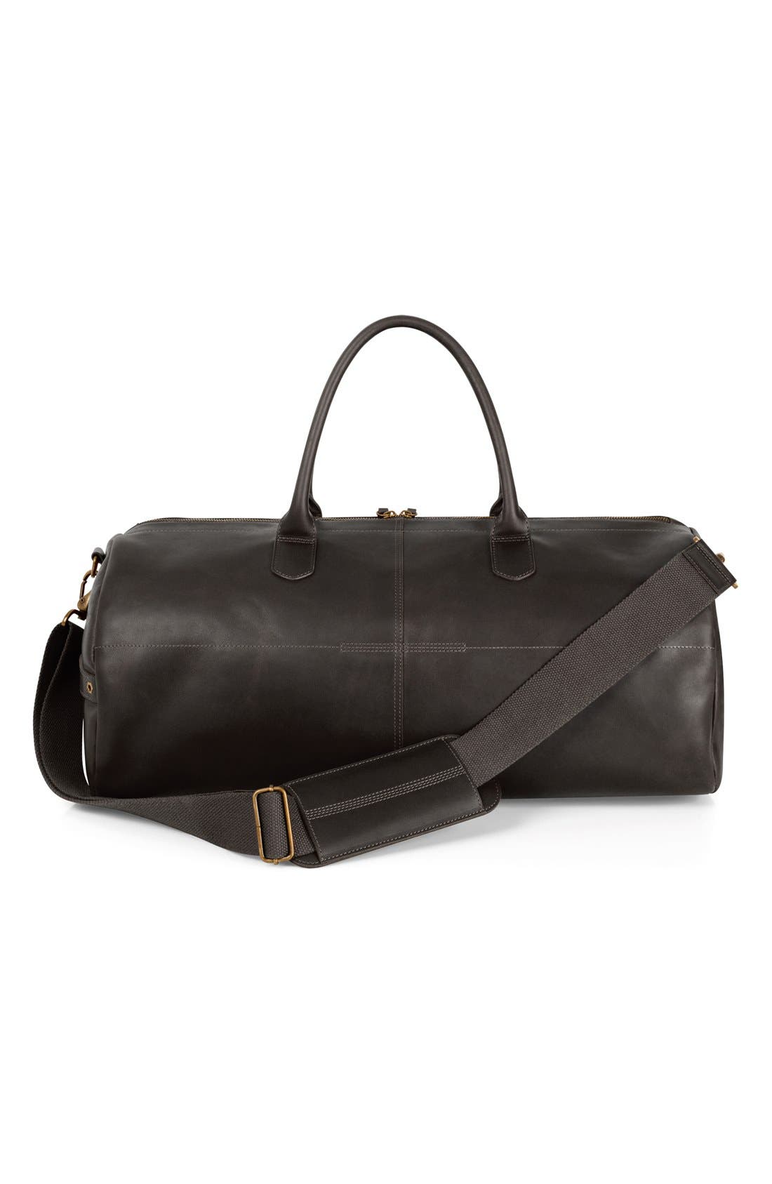 'Calexico' Leather Duffel Bag, Alternate, color, BLACK