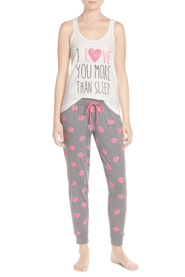 Pajama Jogger Pants, Alternate, color, HEATHER GREY LIPS
