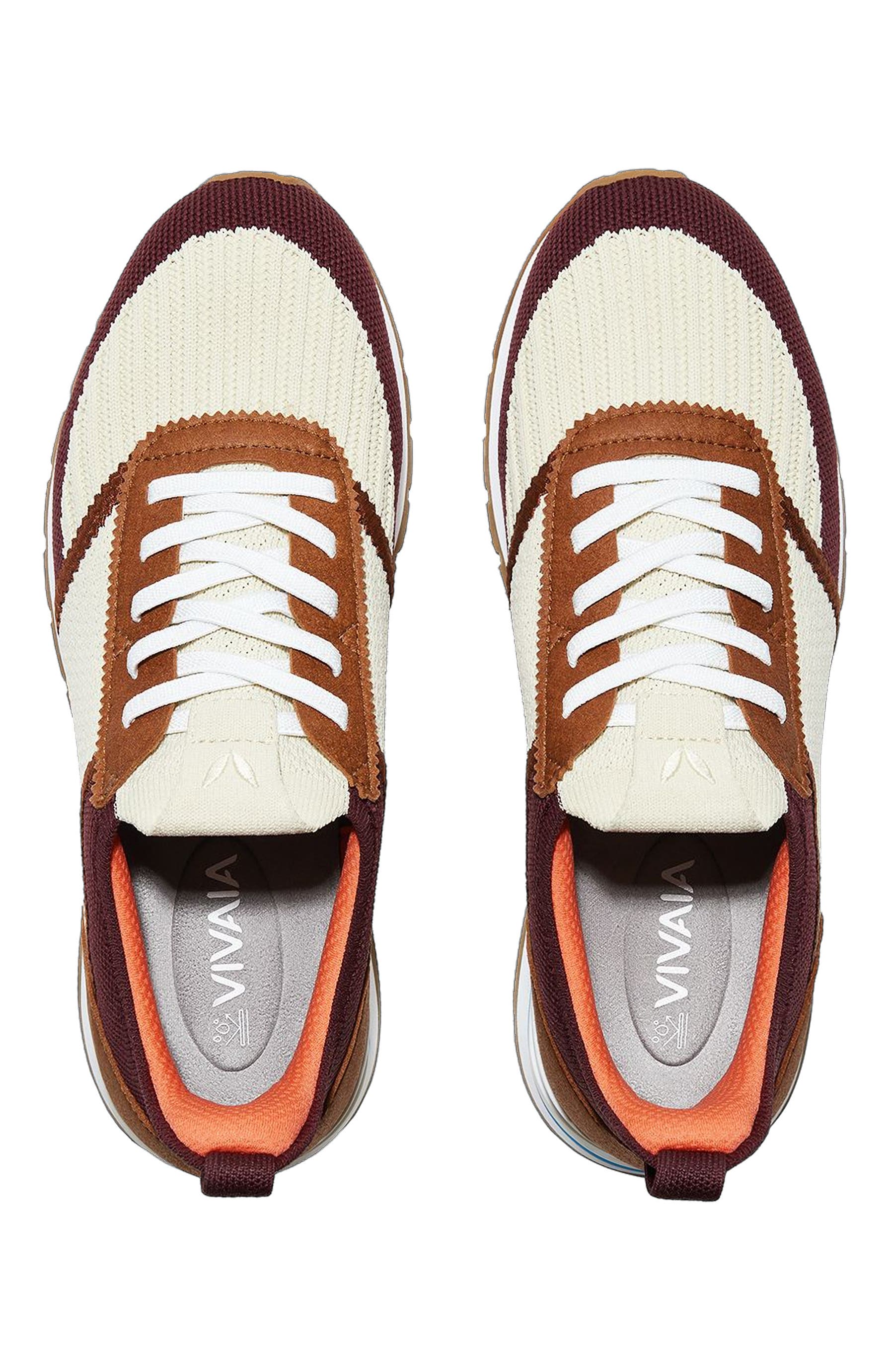 VIVAIA Mix-Texture Slip-On Sneakers, Alternate, color, Beige Burgundy Caramel