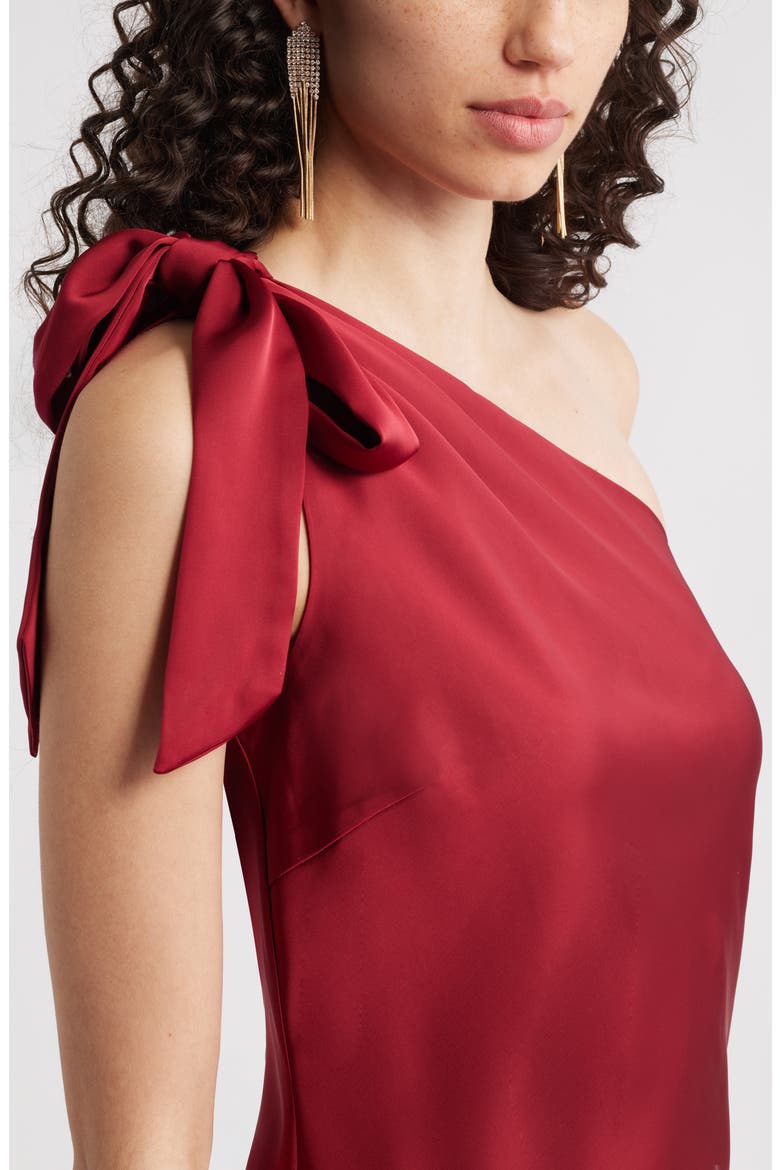 Bow One-Shoulder Maxi Dress, Alternate, color, RED GRAPE