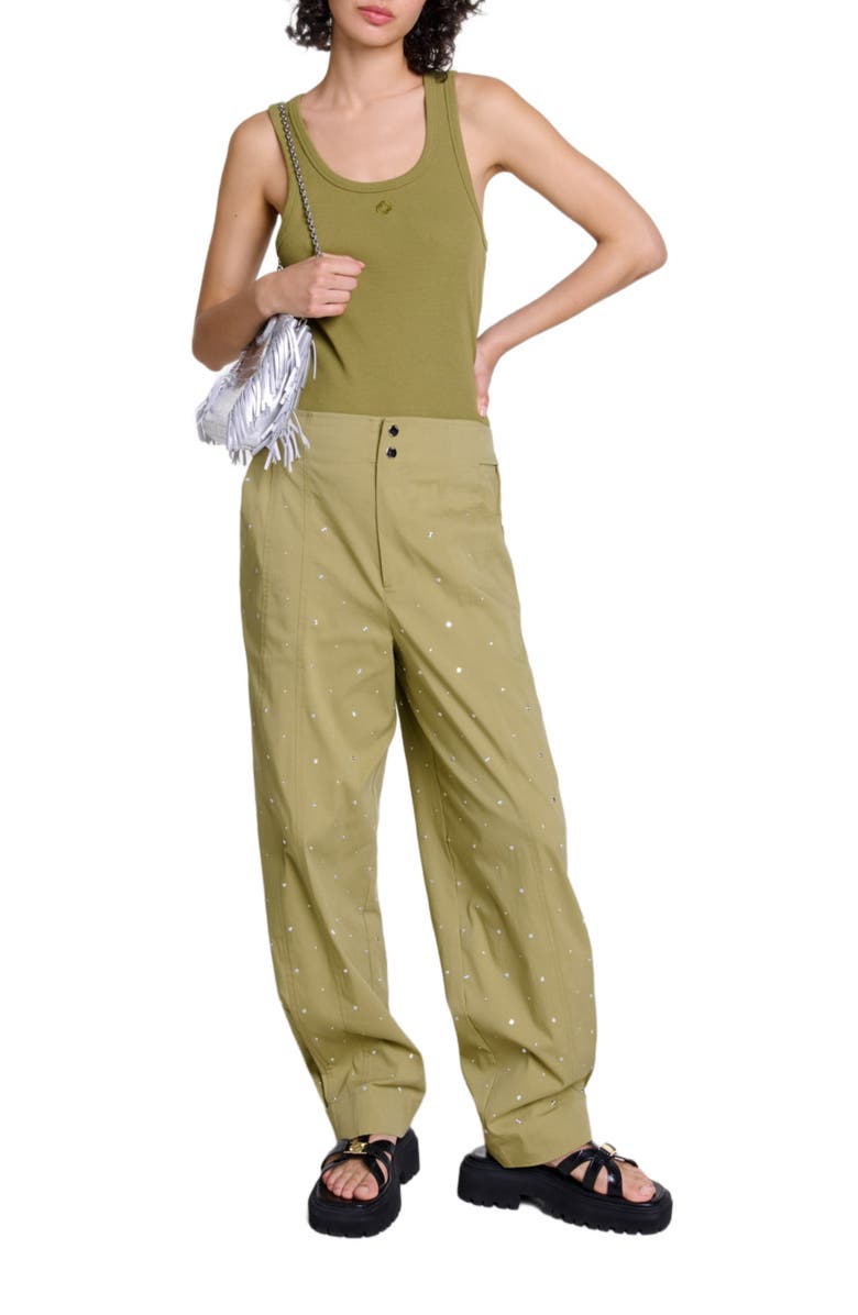maje Studded baggy trousers, Alternate, color, 