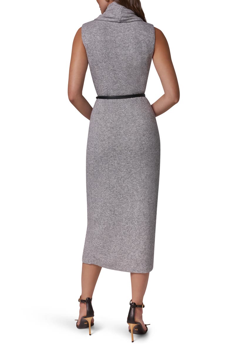 Belted Cowl Neck Sheath Dress, Alternate, color, LT HTR GRY