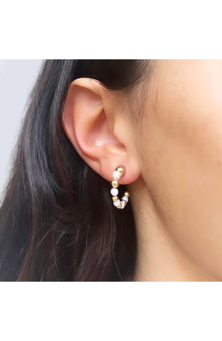 The Lovery Fine Jewelry Pearl and Gold Hoop Earrings, Alternate, color, Pearl