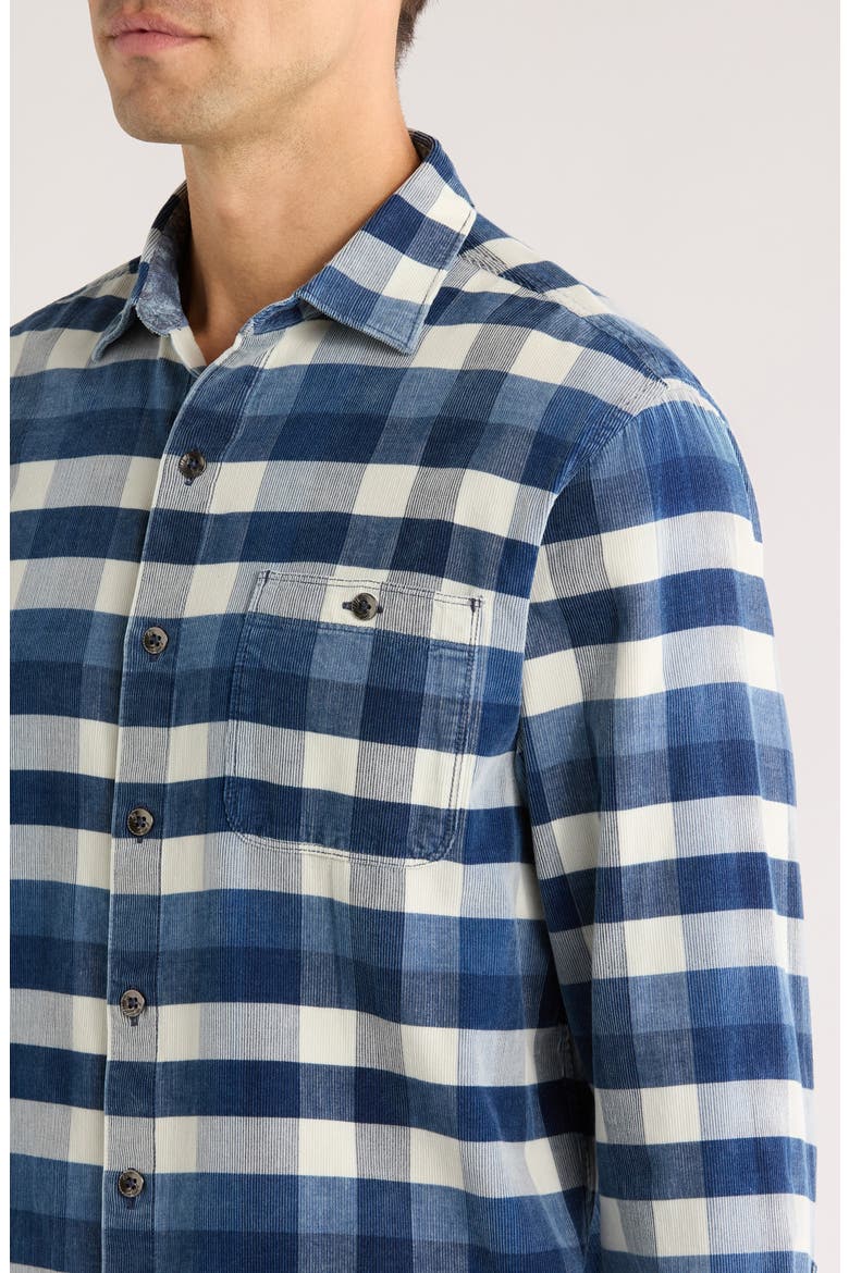 Coastline Cord Mojave Blues Buffalo Check Cotton Corduroy Button-Up Shirt, Alternate, color, CARBON NAVY