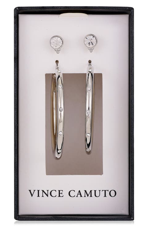 Set of Two Crystal Stud & Crystal Hoop Earrings