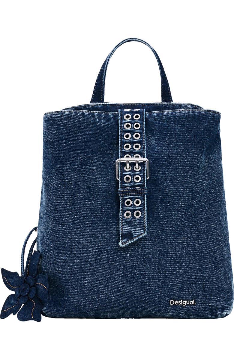 Desigual Mini Denim Backpack, Main, color, Dark Blue