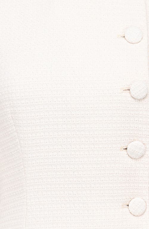 House Of Cb Leoni Houndstooth Long Sleeve Minidress In Vintage Cream