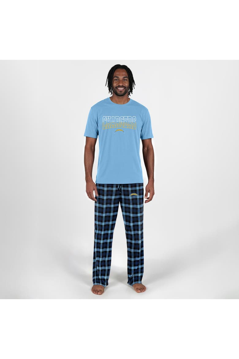 Men's Concepts Sport Powder Blue Los Angeles Chargers Highland Sleep Set, Main, color, Powder Blue