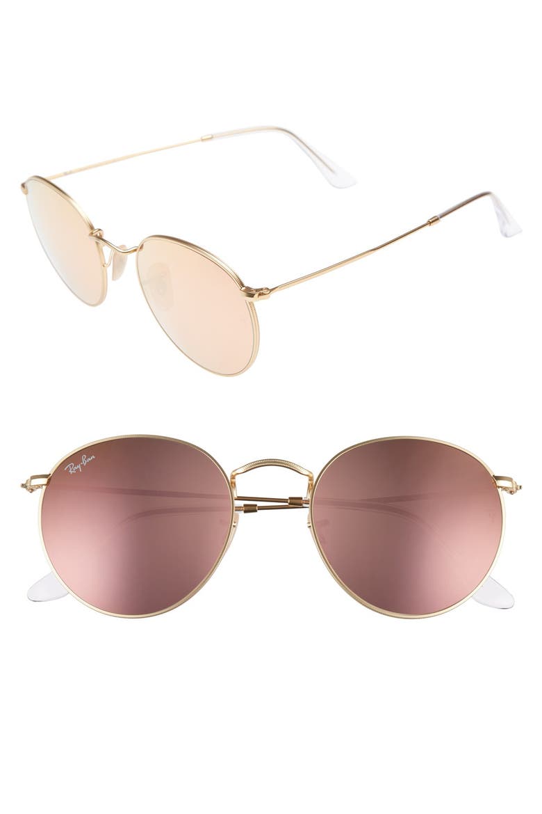 Icons 53mm Retro Sunglasses, Main, color, BROWN/ PINK