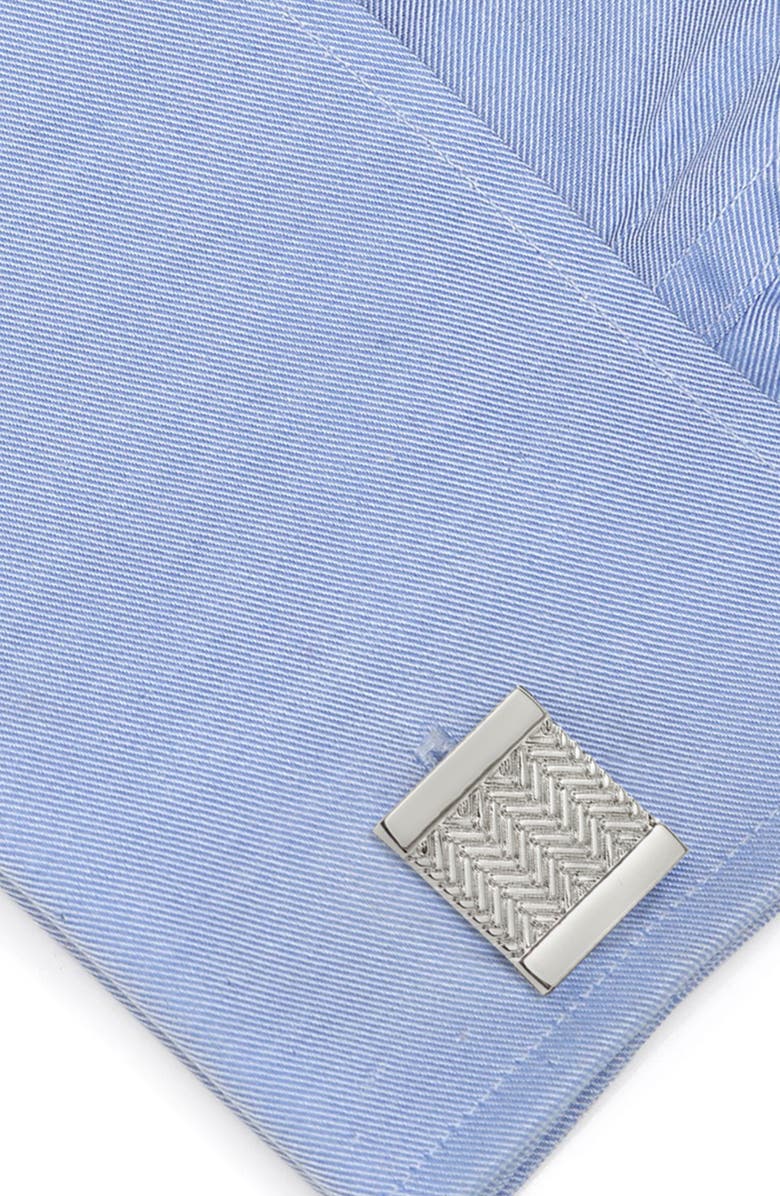 Cufflinks, Inc. Herringbone Cuff Links, Alternate, color, Silver