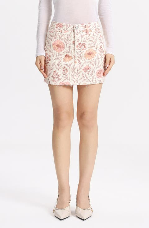 Floral Print Denim Miniskirt