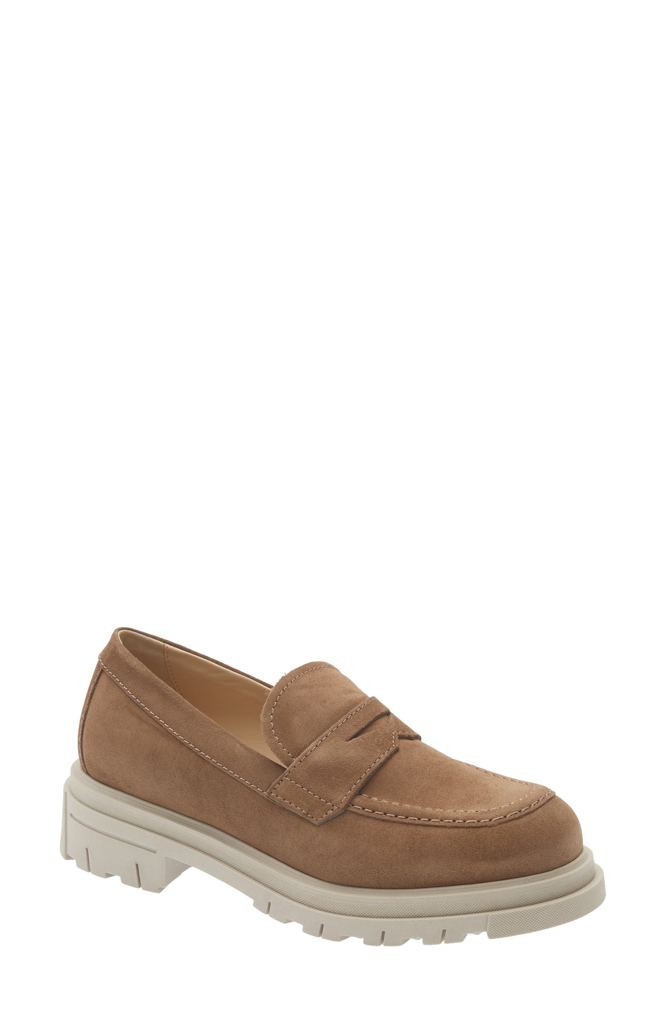 Domino Waterproof Penny Loafer, Main, color, TOAST SUEDE