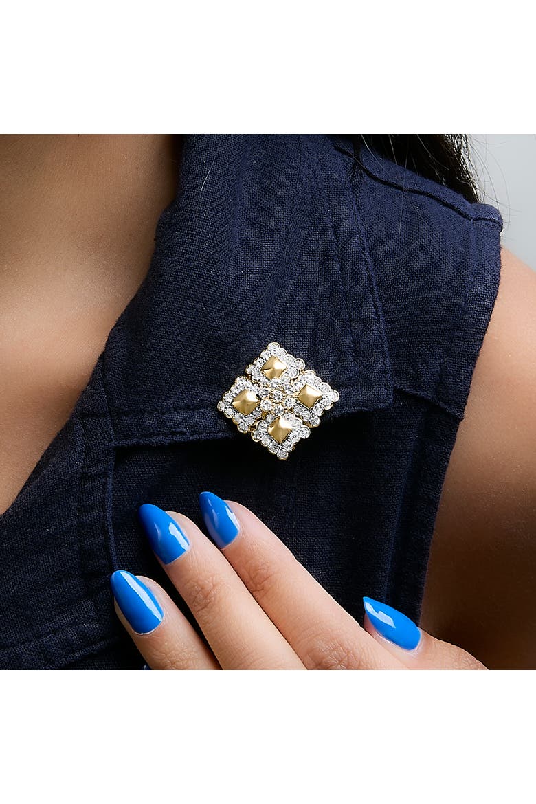 18K Yellow Gold Diamond 5 1/5 Cttw Geometric Cluster Stud Earrings, Alternate, color, Yellow