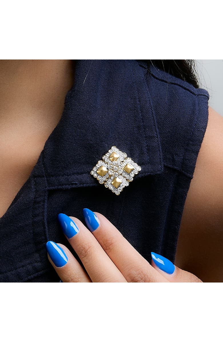 Haus of Brilliance 18K Yellow Gold Diamond 5 1/5 Cttw Geometric Cluster Stud Earrings, Alternate, color, Yellow