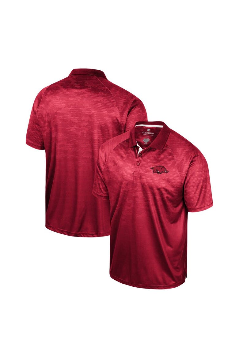 Men's Colosseum Cardinal Arkansas Razorbacks Honeycomb Raglan Polo, Main, color, Cardinal