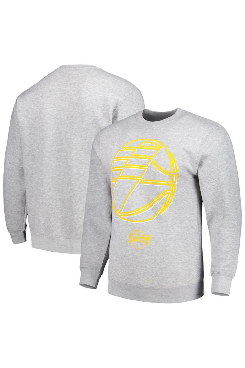 Unisex Stadium Essentials  Heather Gray Los Angeles Lakers Element Logo Pop Pullover Sweatshirt, Main, color, Heather Gray