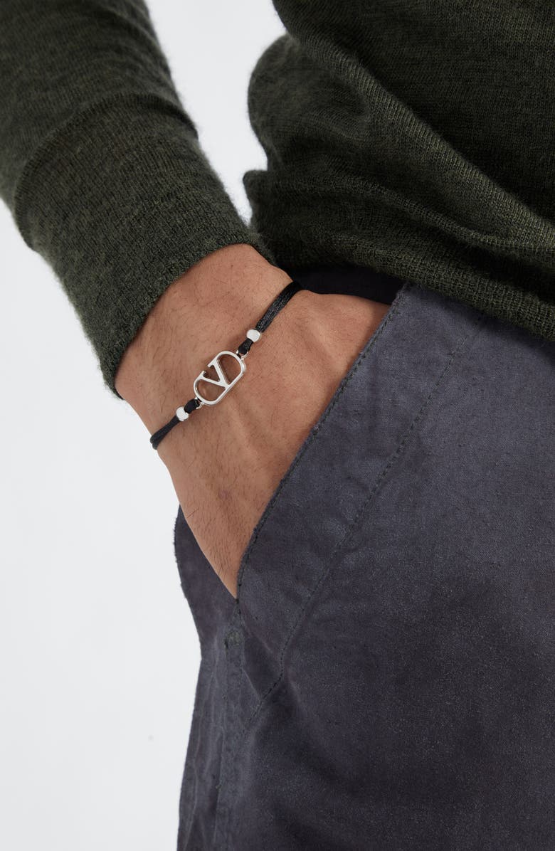 Valentino VLOGO Signature Bracelet, Alternate, color, Black