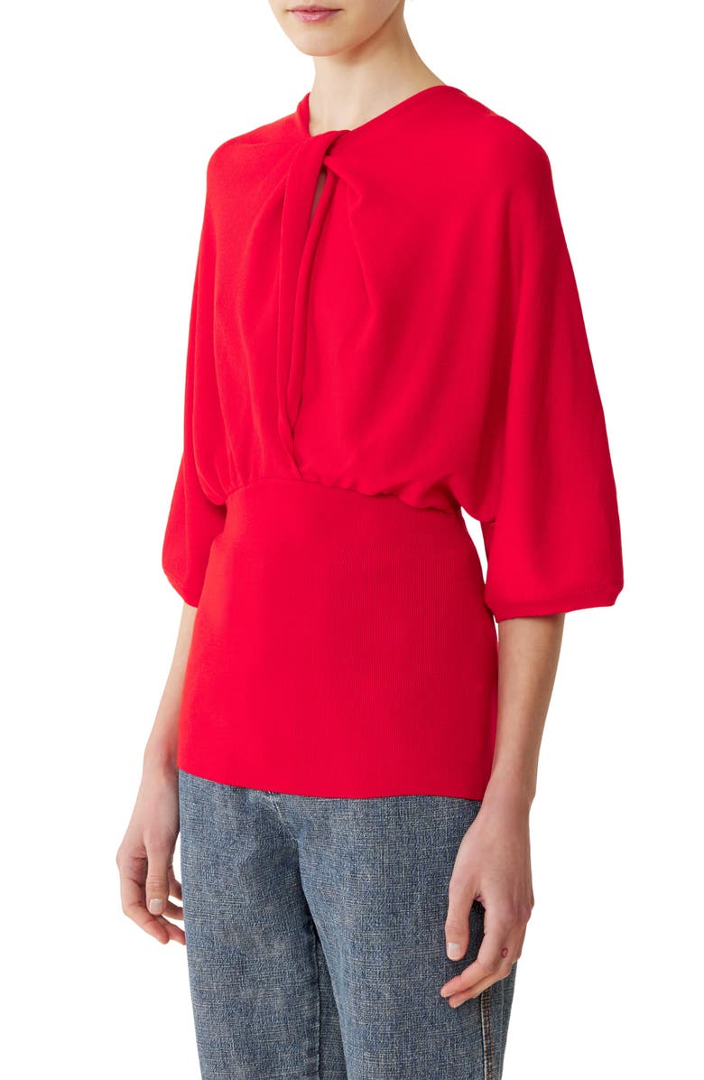 Lanvin Merino Wool Sweater With Bow Detail, Alternate, color, Poppy Red