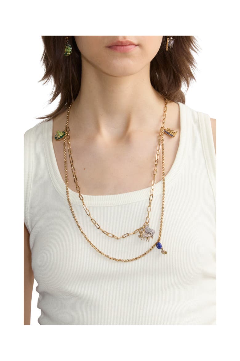 Charm Double Layer Necklace, Alternate, color, Gold/multicolour