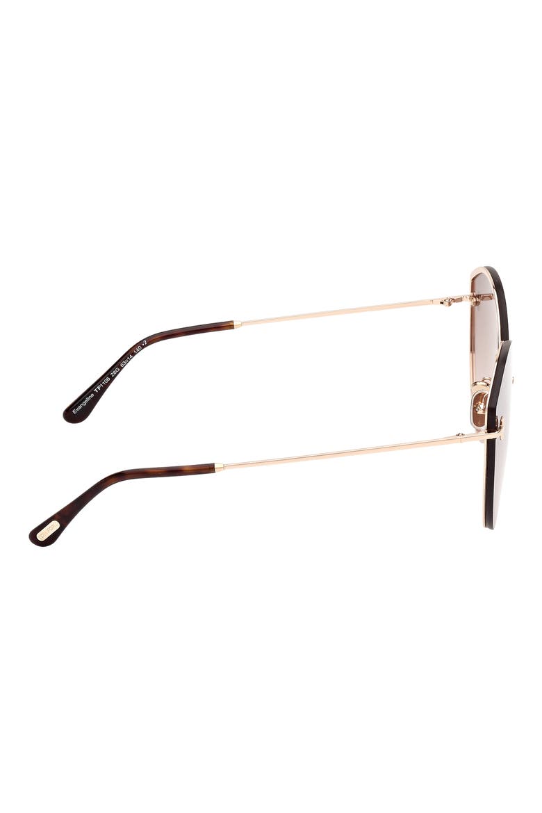 Evangeline 63mm Oversize Gradient Cat Eye Sunglasses, Alternate, color, SHINY ROSE GOLD / BROWN GOLD