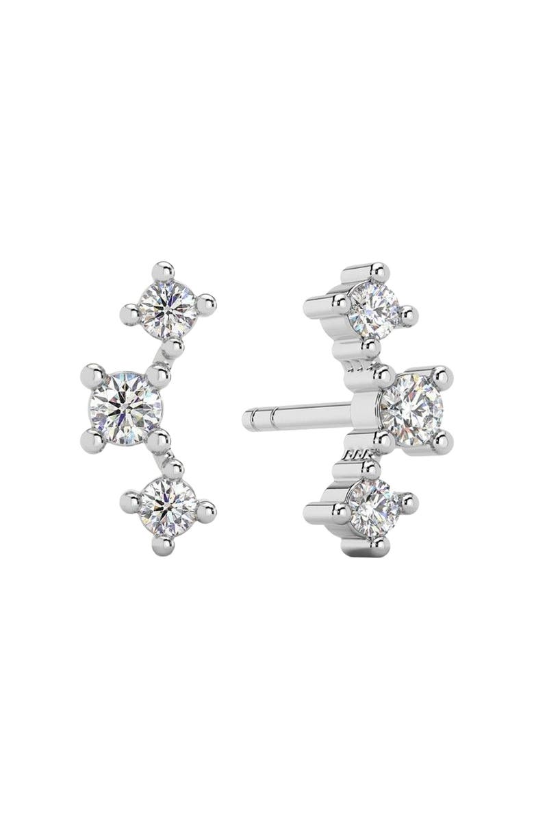 Bliss Diamond 1/5Ct TW 3-Stone Diamond Crawler Earrings 14k Gold Studs Lab Grown 1/3" Tall, Alternate, color, 