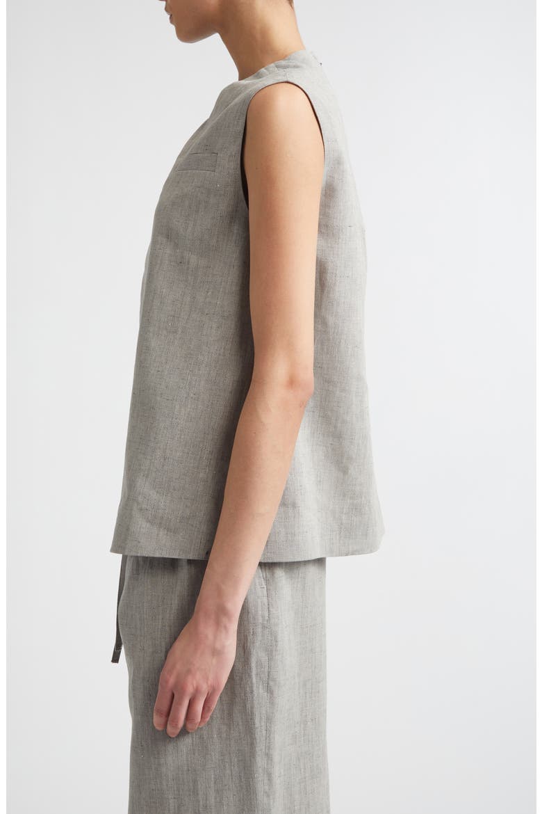 Della Asymmetric Mélange Linen & Cotton Top, Alternate, color, GREY MELANGE