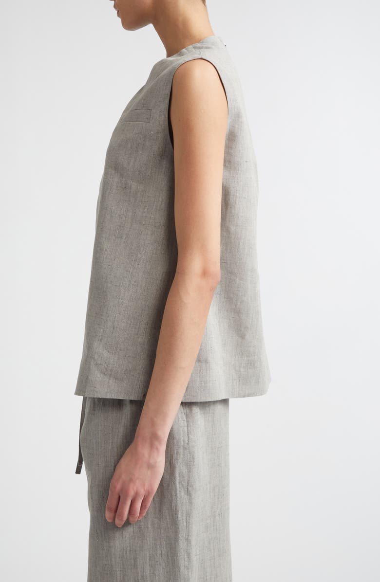 LOULOU DE SAISON Della Asymmetric Mélange Linen & Cotton Top, Alternate, color, Grey Melange