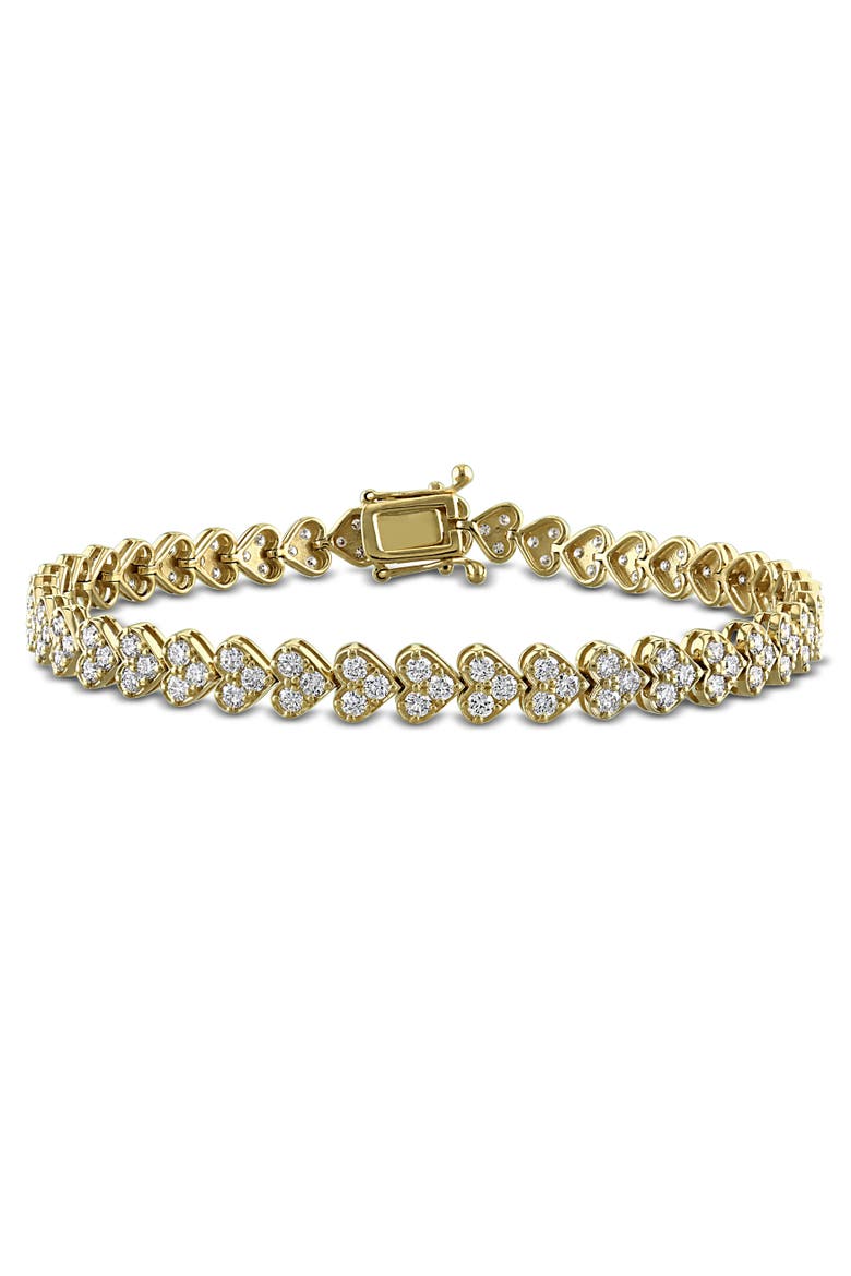 3 1/3ct. t.w. Lab-Grown Diamond Heart Tennis Bracelet 14k, Main, color, Yellow Gold