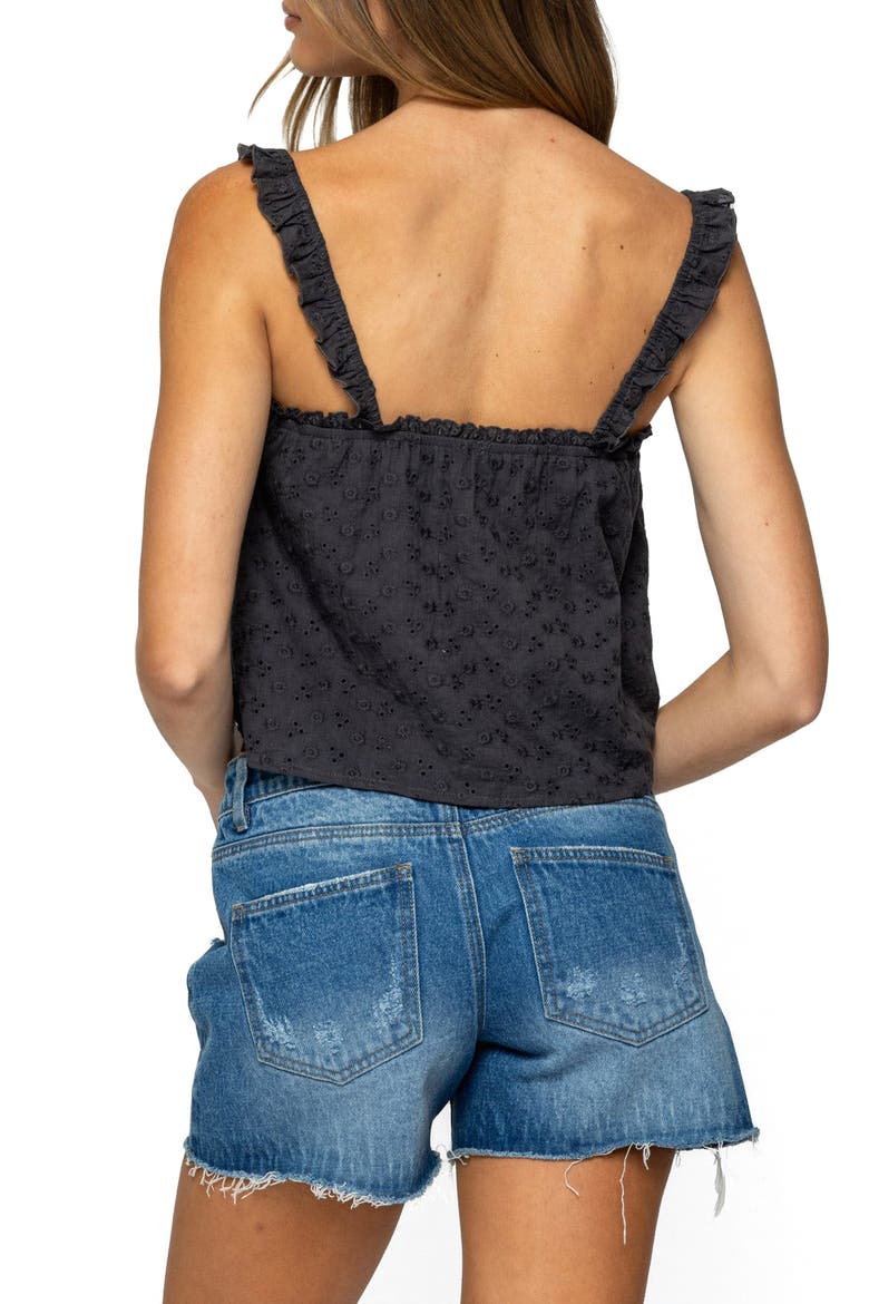 Tami Embroidered Eyelet Cotton Camisole, Alternate, color, DARK-GRAY