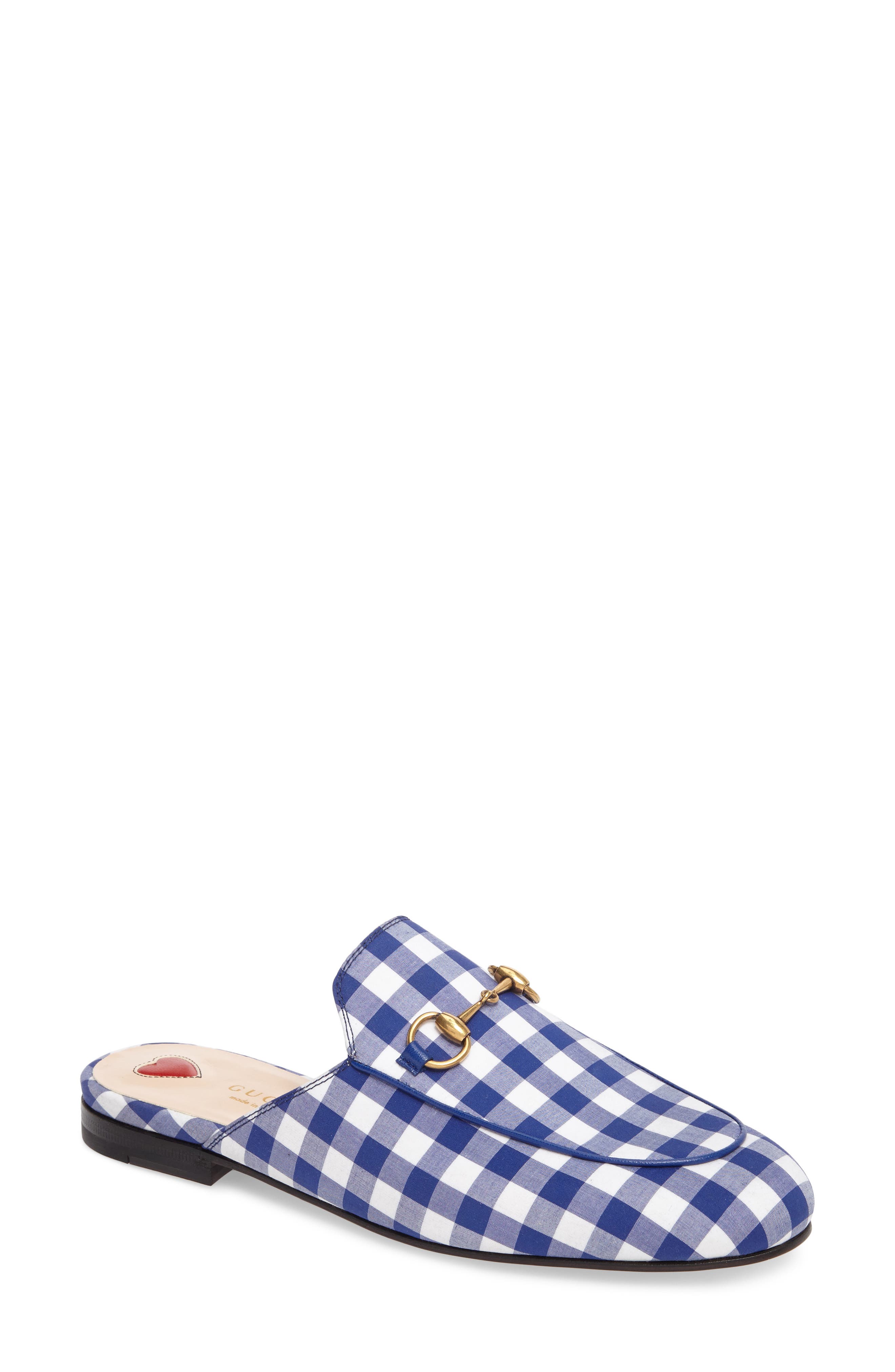 Gucci Princetown Gingham Loafer Mule, Main, color, 