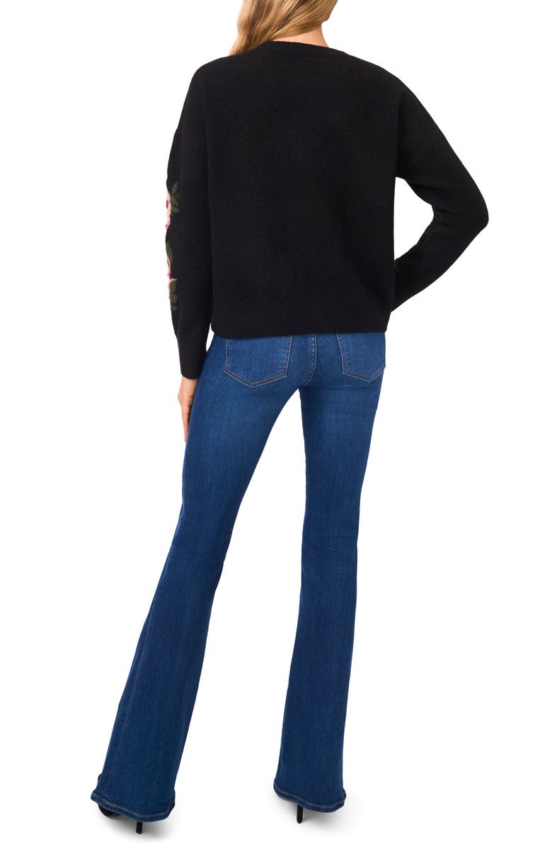 Ted Baker 3-D Rose Jacquard Sweater, Alternate, color, Rich Black